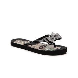 bebe Addie Black Flip Flop with Rhinestone Bows